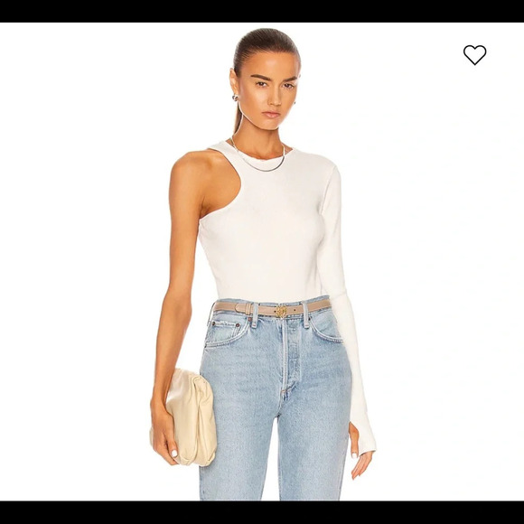 NWT Agolde Bea Asymmetric Cutaway Top Bodysuit in Wired Small - Picture 2 of 14